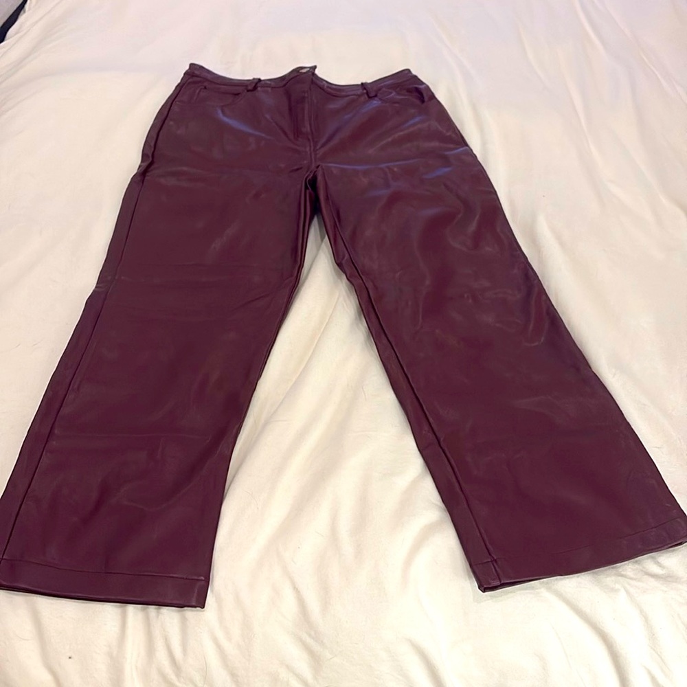 Lulu’s Burgundy Vegan Leather Pants - size XL